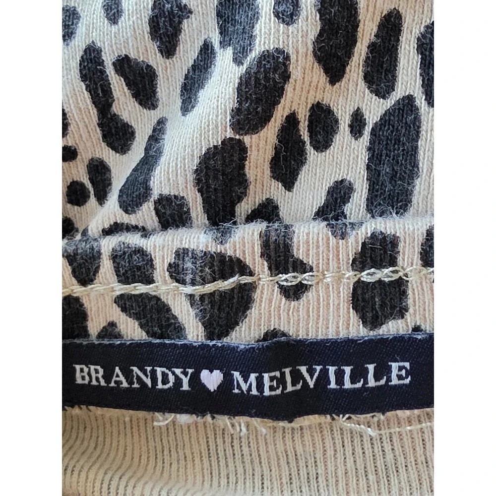 Brandy Melville Cotton Mini Skirt Leopard Print Beige Black A-line Lightweight